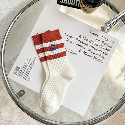 Embroidered Socks For Children With Double Stitches