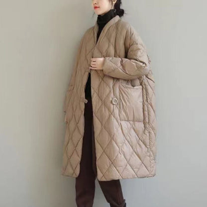 Plus Size Lightweight Down Cotton Coat Jacket Winter Long Below The Knee Loose Thick Bread Coat