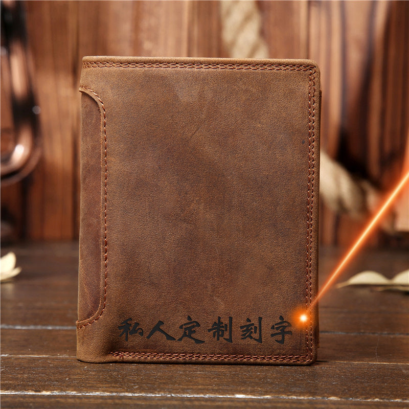 Men's Genuine Leather Retro Vertical Wallet