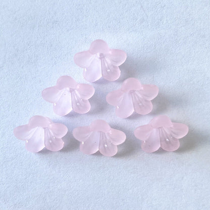 Matte Acrylic 5-Petal Blossom Beads, Translucent Center-Drilled Spacers For DIY Vintage Hair Sticks, Dangle Earrings & Pendant Crafts.