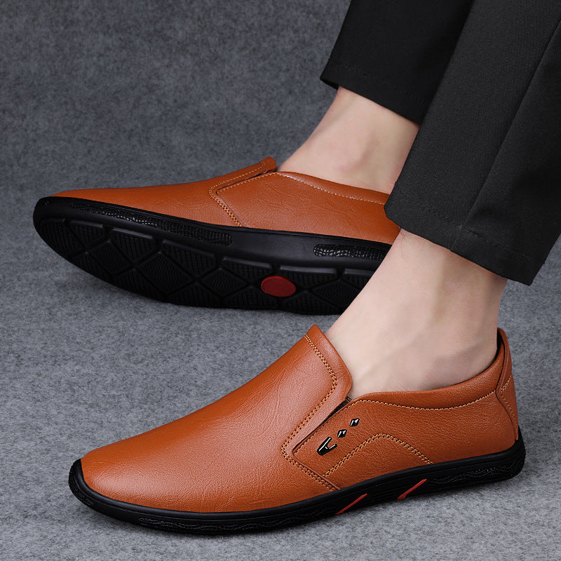 Business-casual Leather Mens Slip-on Loafers Flat Shoes