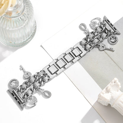 For Iwatch Strap Xiaoxiang Style Iwatch6543 Generation Denim Chain Metal BraceletXiaoxiang Style Strap