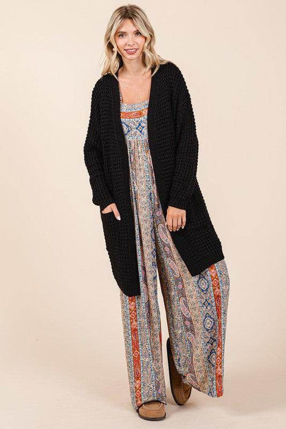 Mittoshop Open Front Long Sleeve Longline Cardigan for Women