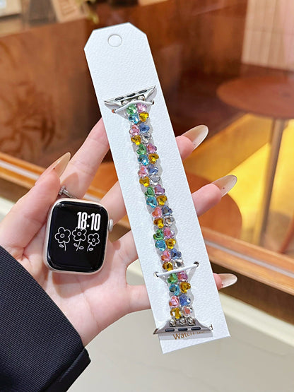Lucky Four-leaf Clover Elastic Strap Single-row Diamond-studded Bracelet Watch Chain