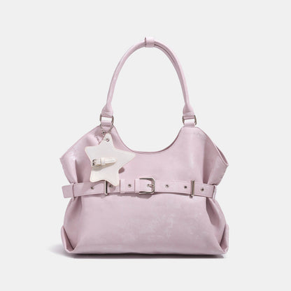 Belt-designed Single-shoulder Tote Bag Large Capacity For Women