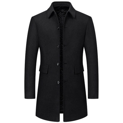 Lapel New Middle-aged Men Coat Woolen Coat