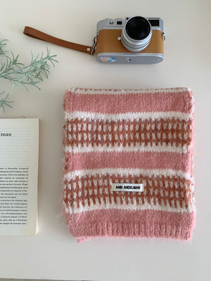 Women's Retro Striped Plaid Jacquard Knitted Scarf