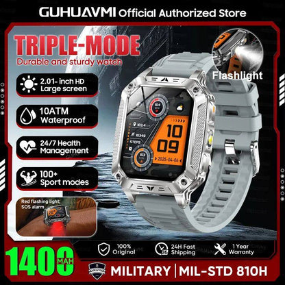 New Military 1400mAh Battery Smart Watch With LED Flashlight
