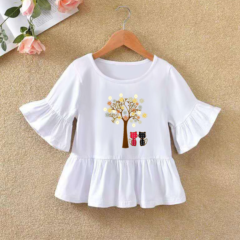 Children's Ruffled Sleeve T-shirt Summer Bottoming