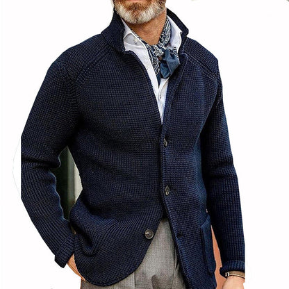 Amazon New Autumn And Winter Men's Lapel Knitted Cardigan Cross-border Coat Sweater Jacket Single-breasted Thick Sweater