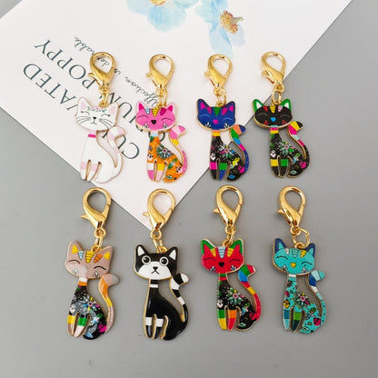 Halloween Alloy-printed Kitten Pendant Keychain