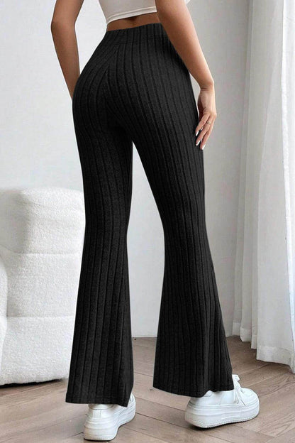 Basic Bae Full Size Ribbed High Waist Flare Pants for Women