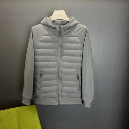 Men's Hooded Down Jacket Coat Patchwork Casual Minimalist And Ultra-Lightweight Style