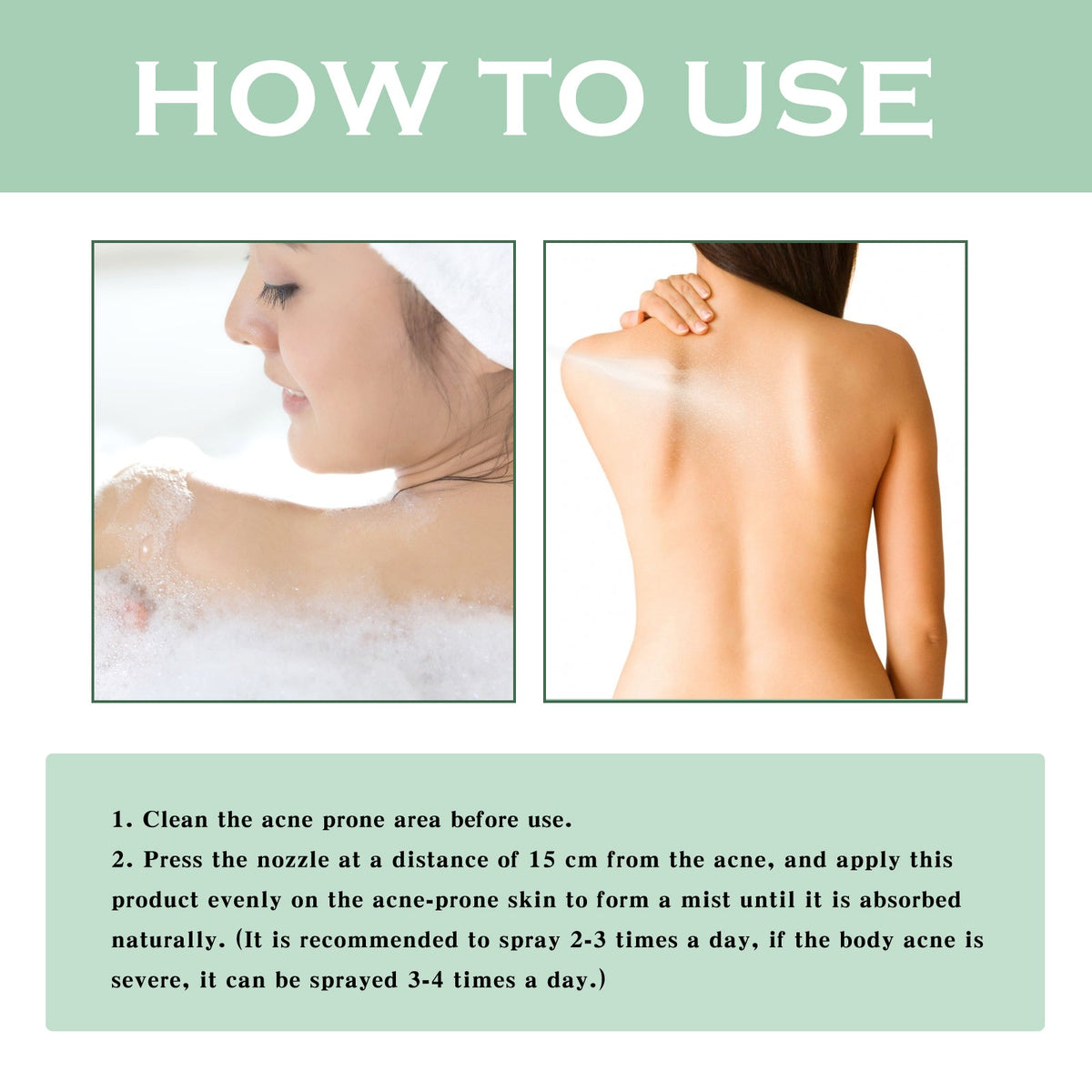 Body Acne Removal Cleanser Spray, Deep Clean Back Arm Fade Acne Beauty Moisturizing Spray