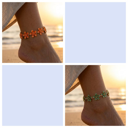 Exaggerated Hollow-out Metal Flower Anklet