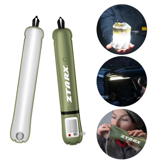 Outdoor folding inflatable camping light solar inflatable light waterproof magnetic suction column portable lantern