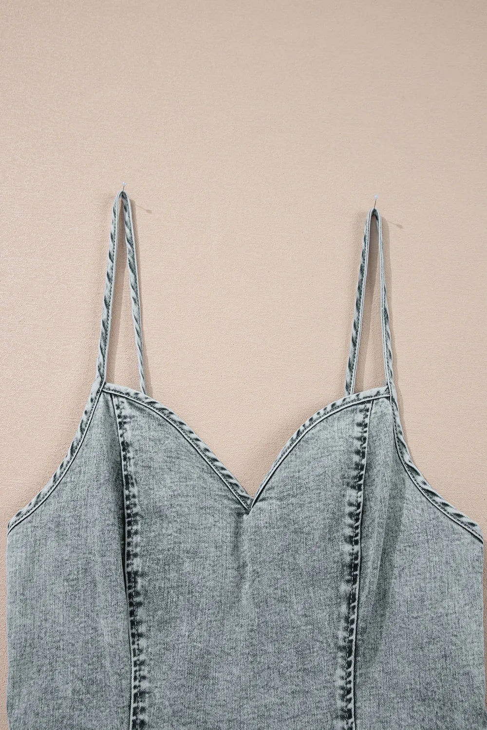 Back Zipped Mini Cami Denim Dress