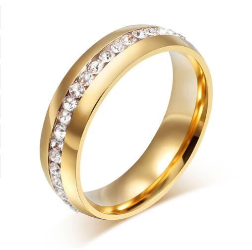 crystal wedding ring for women 6mm stainless steel engagement