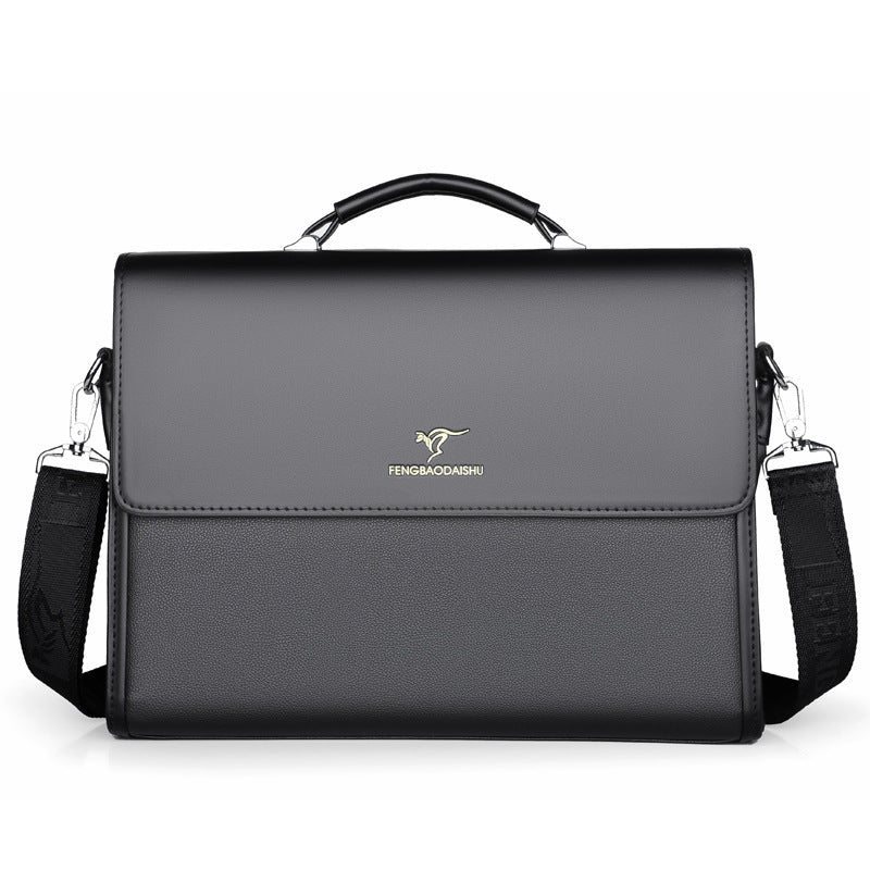 Men's Horizontal Leather Portable Briefcase