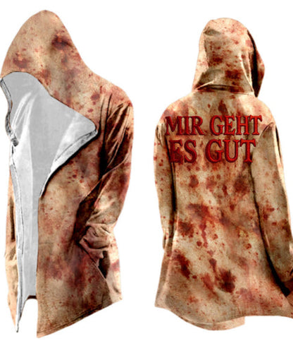 Mens Mid-Length Digital-Print Abstract Cape