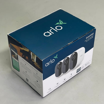 ARLO (3 PACK) Essential Wire-Free Spotlight Security Cameras 130° FOV White VMC2330W-100NAS (Pre-Owned)