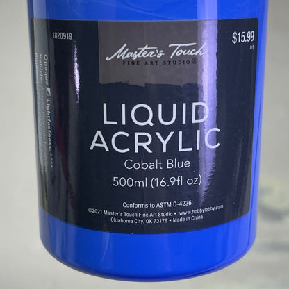 MASTERS TOUCH (2 PACK) Liquid Acrylic Artist Paint 16.9 oz Cobalt Blue 1820919