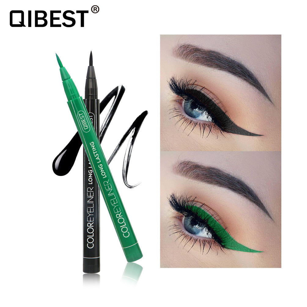 QIBEST Coloured Eyeliner Pen Waterproof And Non Coloured Eye Liner Ins Super Fire Coloured Pencil