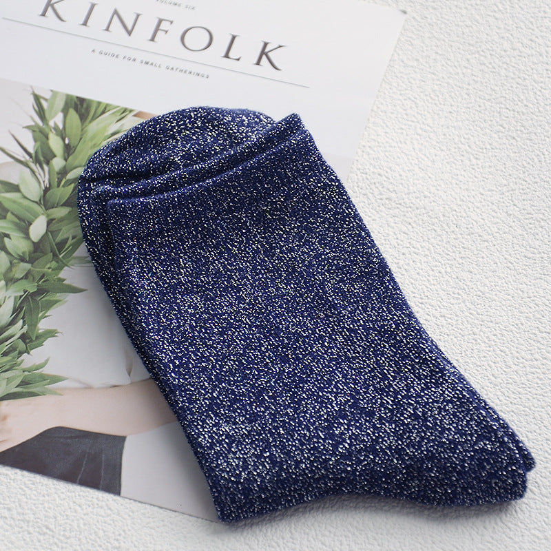 Women's Glitter Ribbed Mid Calf Slouch Socks