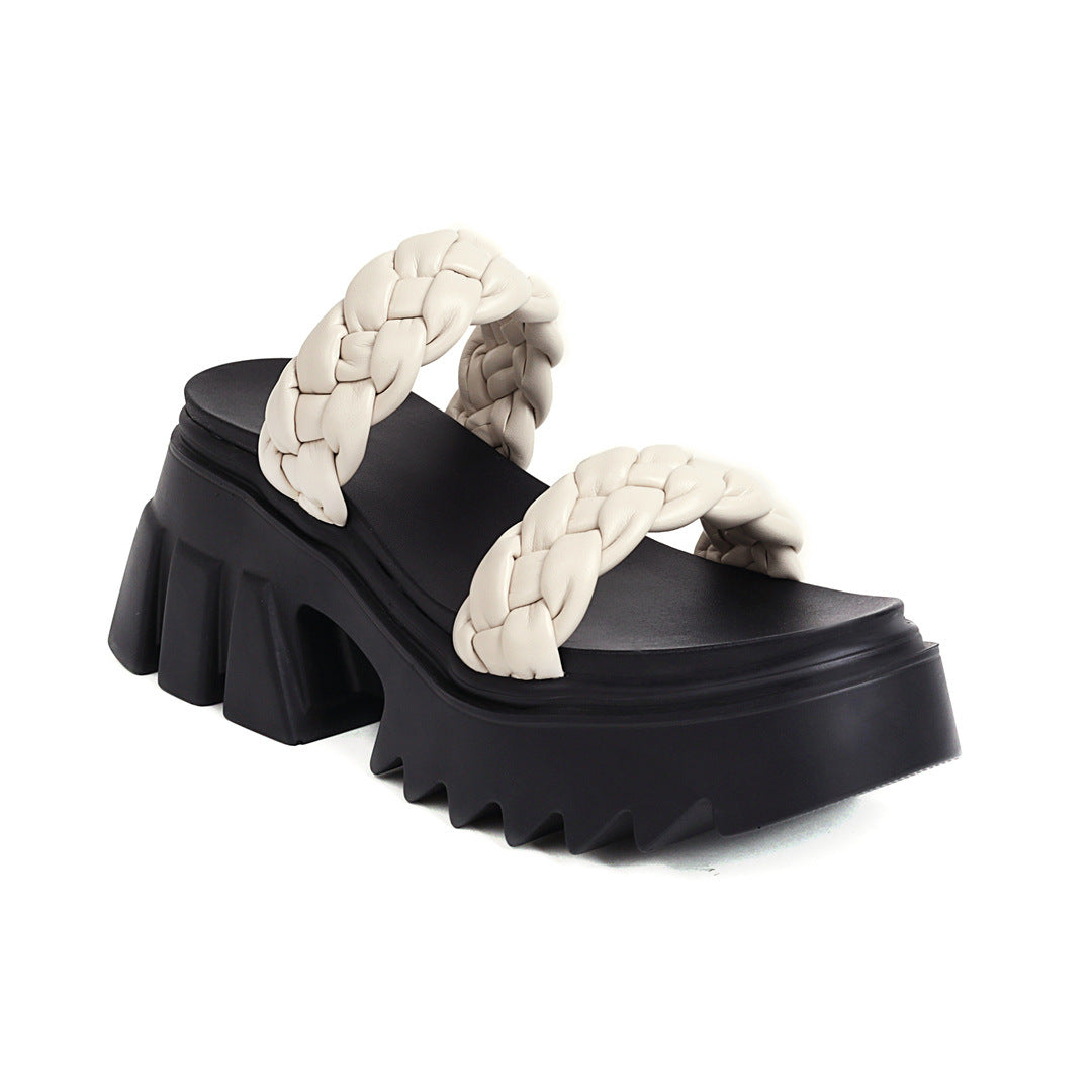 Women's Versatile Woven Platform Large-size Sandals