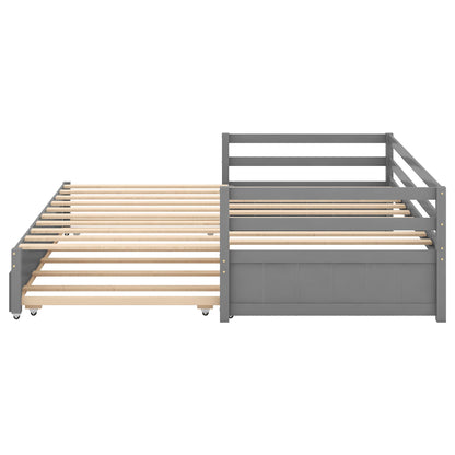 Twin or Double Twin Daybed with Trundle Gray