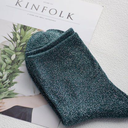 Women's Glitter Ribbed Mid Calf Slouch Socks