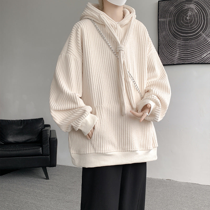 Mens Corduroy Hoodie Fleece-lined And Extra-thick