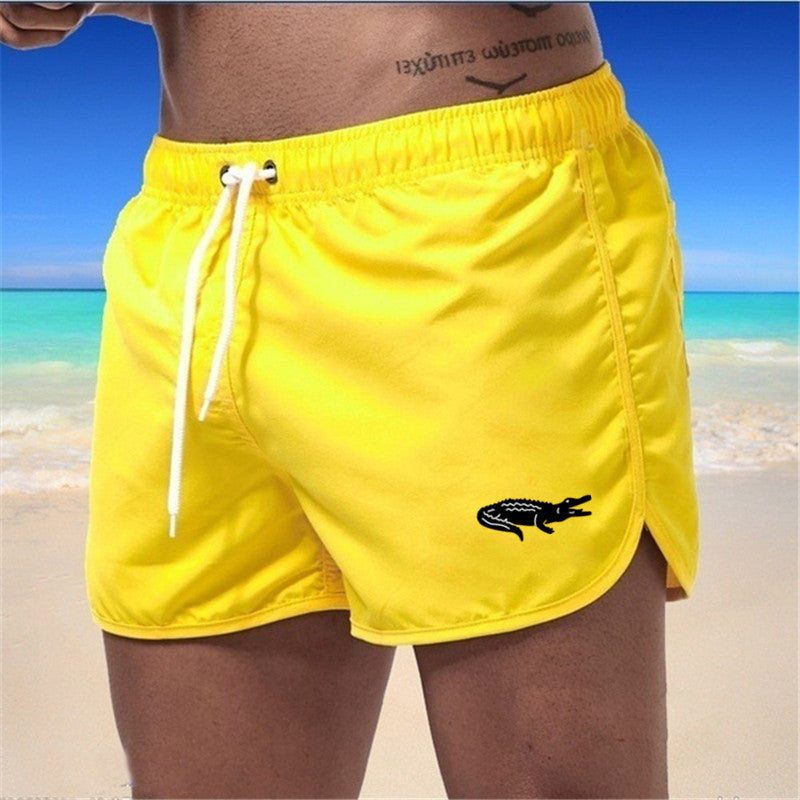 Mens Fashionable Beach Shorts Polyester Multi-Color Sports Three-Quarter-Length Shorts
