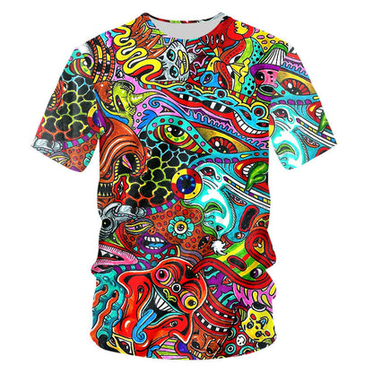 3D Psychedelic Floral Sweat-wicking T-shirt