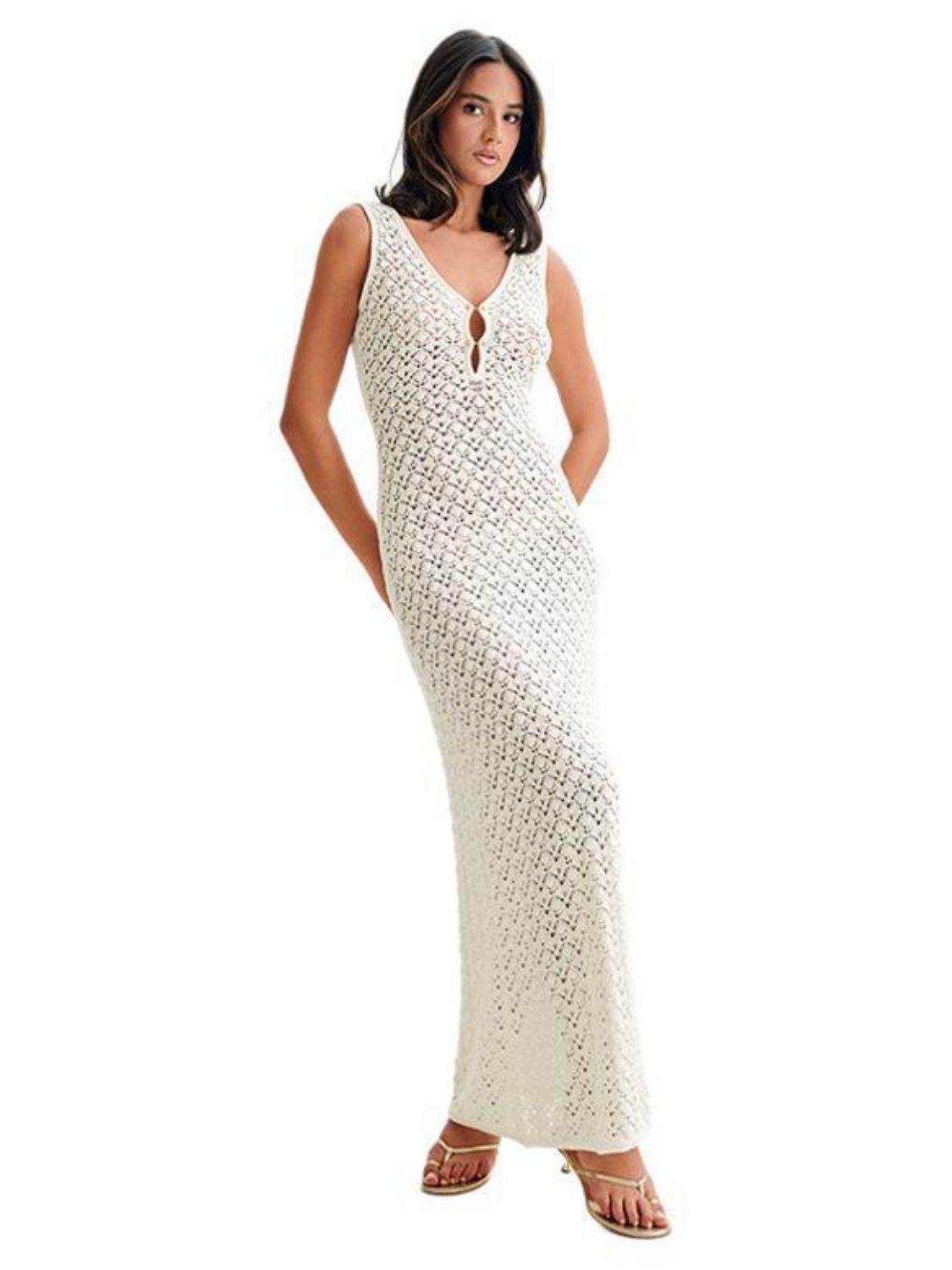 Openwork Sleeveless Maxi Dress