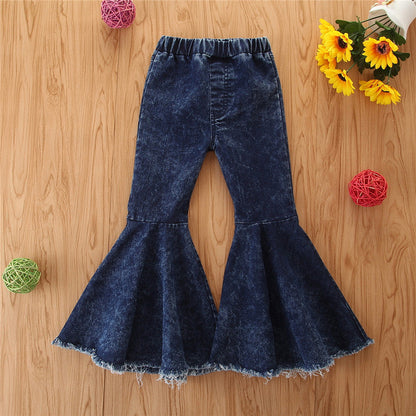 Girls' Stretch Jeans Horn Broken Holes Pants