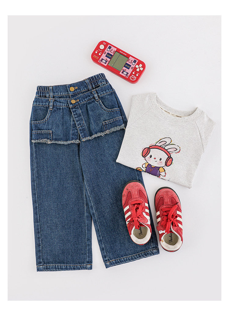 Sweet And Edgy Casual Breathable Butt-flap Jeans