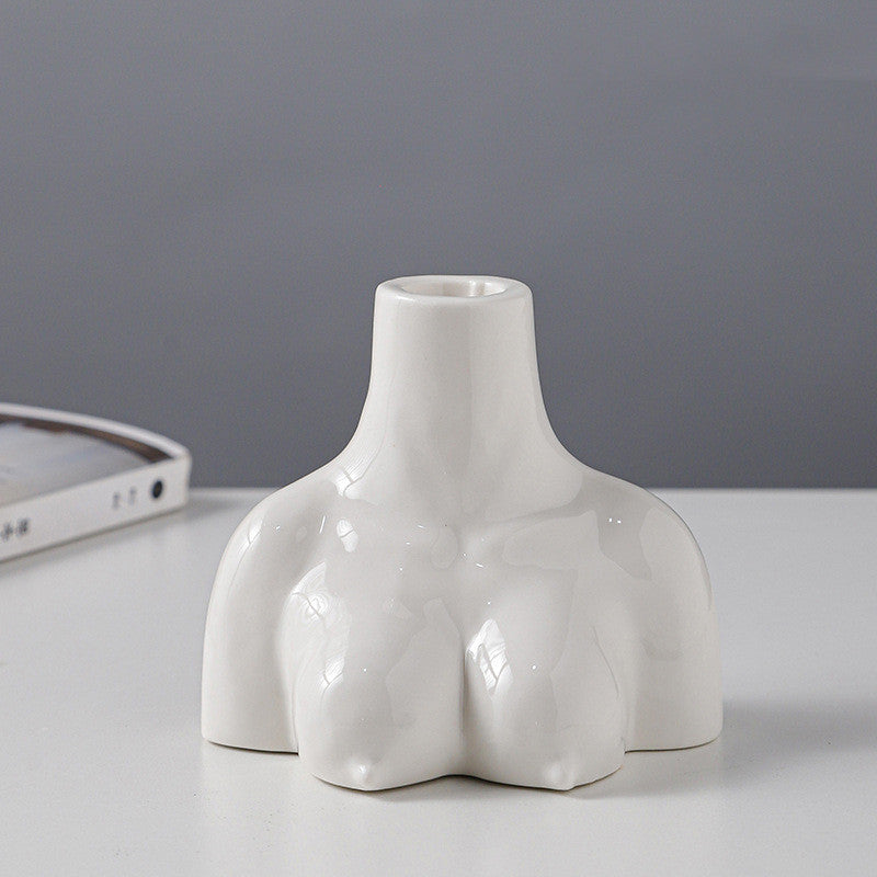 Creative Body Art White Candle Cup Hotel Desktop Simple Ceramic Ornaments
