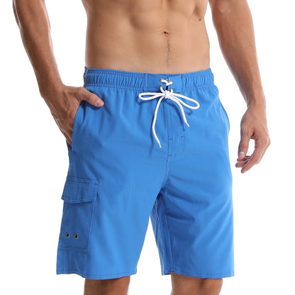 Cross Border Men's Summer Solid Color Beach Pants Men's Five Point Shorts Mesh Breathable Quick Drying Waterproof Sports Casual Pants