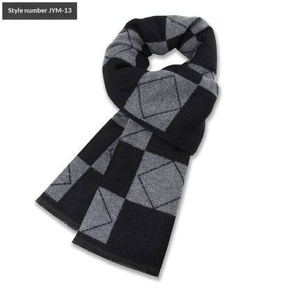 Mens Wool-Blend Plaid Scarf Winter Warmth & Extra Thickness