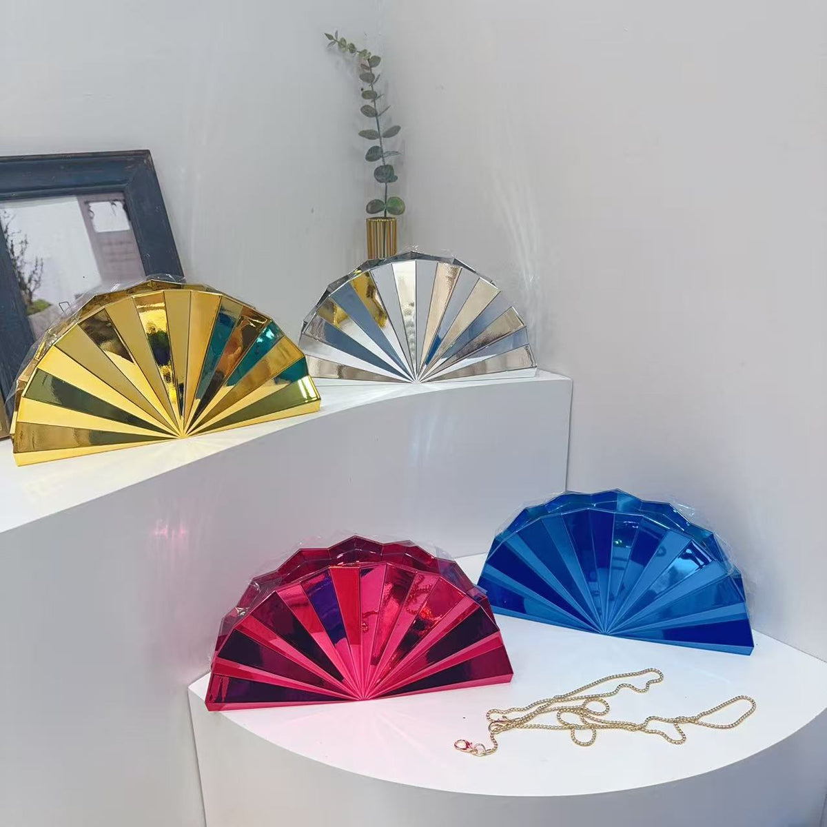 Personalized Fan-Shaped Acrylic Evening Dress Dinner Bag Clutch