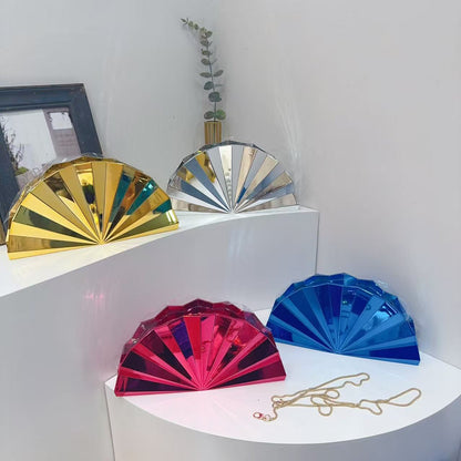 Personalized Fan-Shaped Acrylic Evening Dress Dinner Bag Clutch