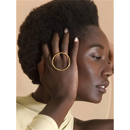 Thick Metal Round Hollow Ring Minimalist Luxury Index Finger Ring for Women
