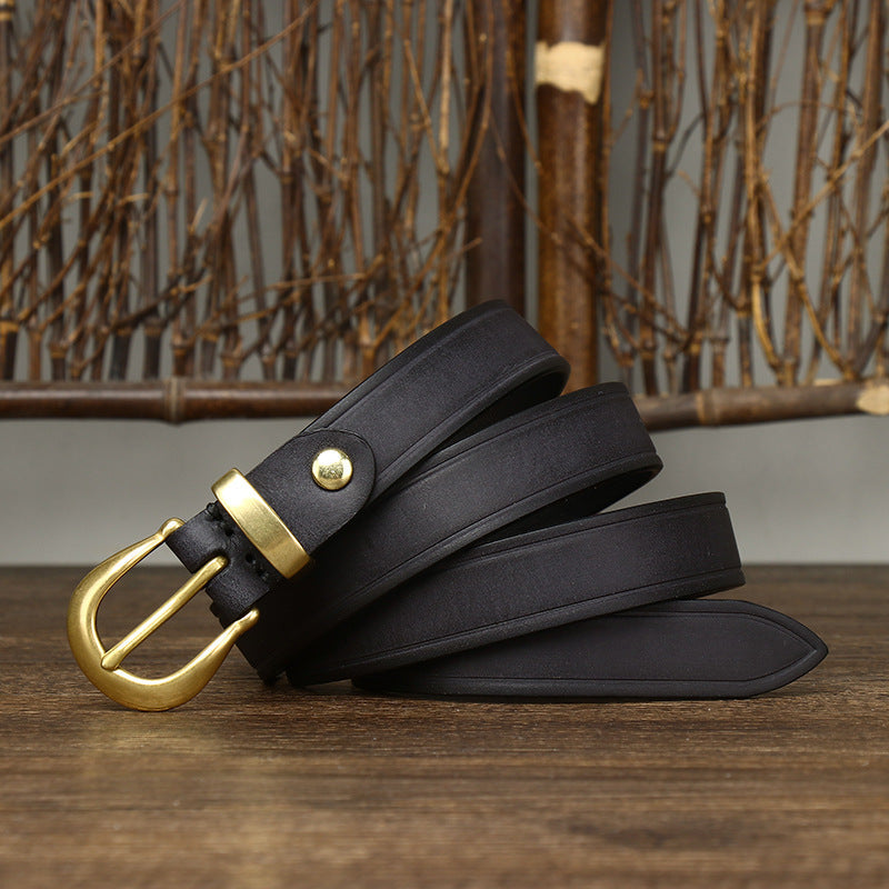 Versatile Personality Retro First Layer Pure Cattlehide Jeans Belt Women