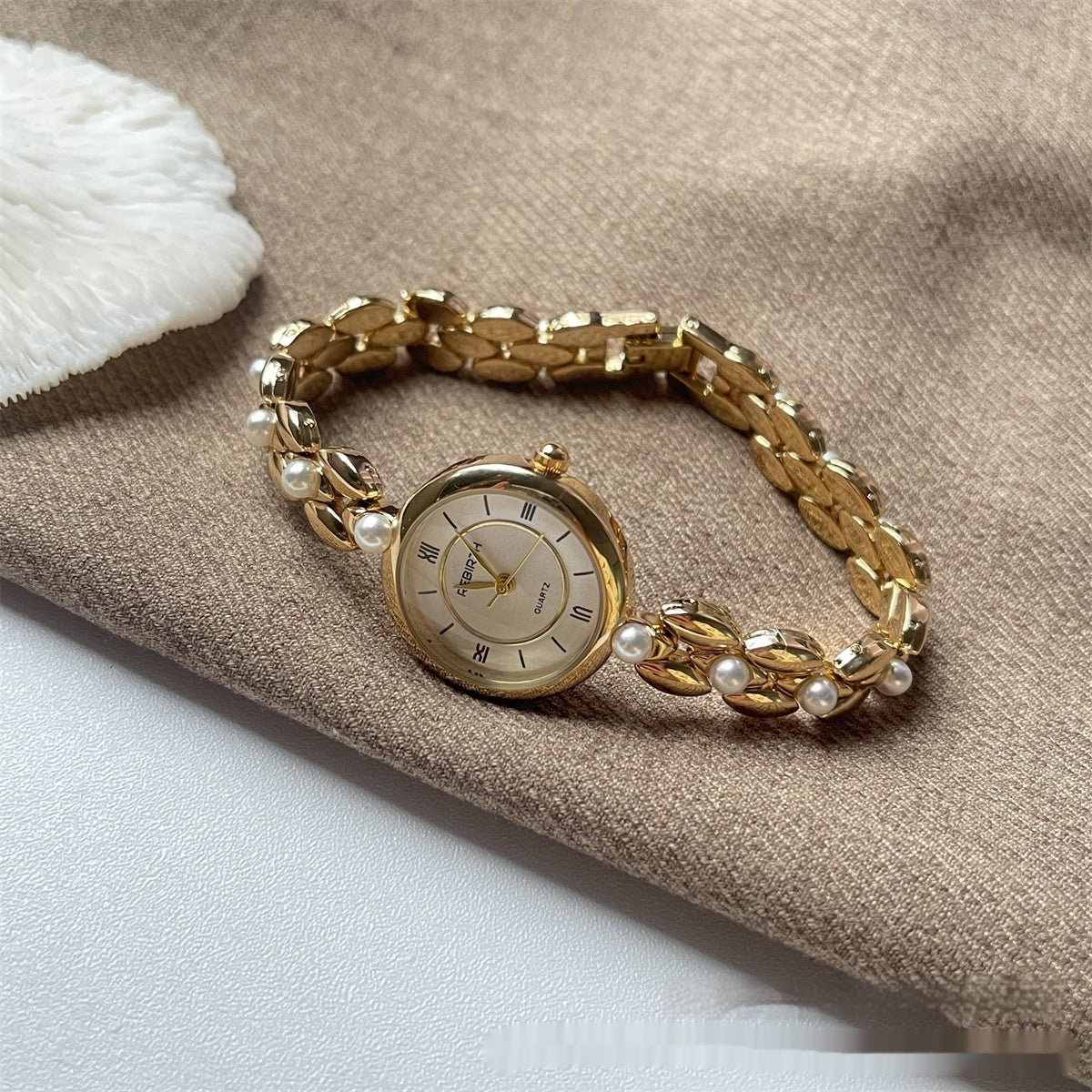 Roman Pearl Chain Watch For Women