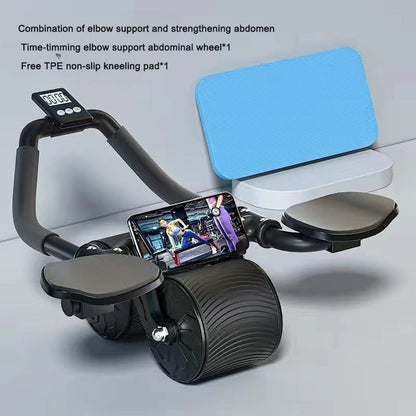 Automatic rebound abdominal compression and abdominal muscle training equipment for both men and women using elbow support rollers