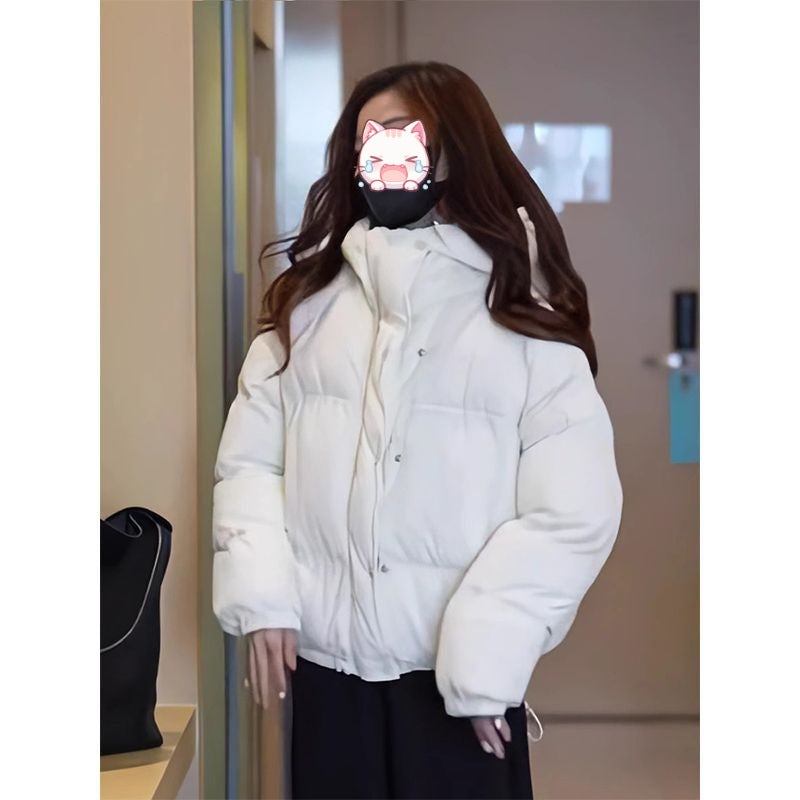 Winter Korean-style Cropped Hooded Cotton Jacket