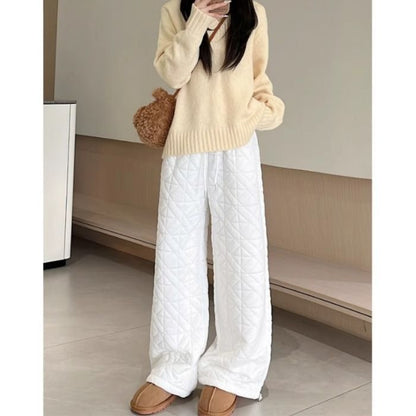 Loose-fit, Figure-flattering Drawstring Wide-leg Casual Pants