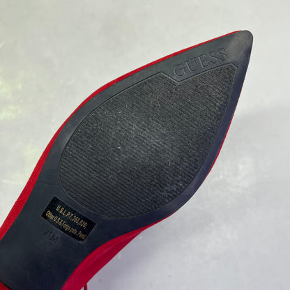 GUESS Vida Pointy Ankle Wrap Around Ballet Flats Women's Sz 7.5 Red (Pre-Owned)