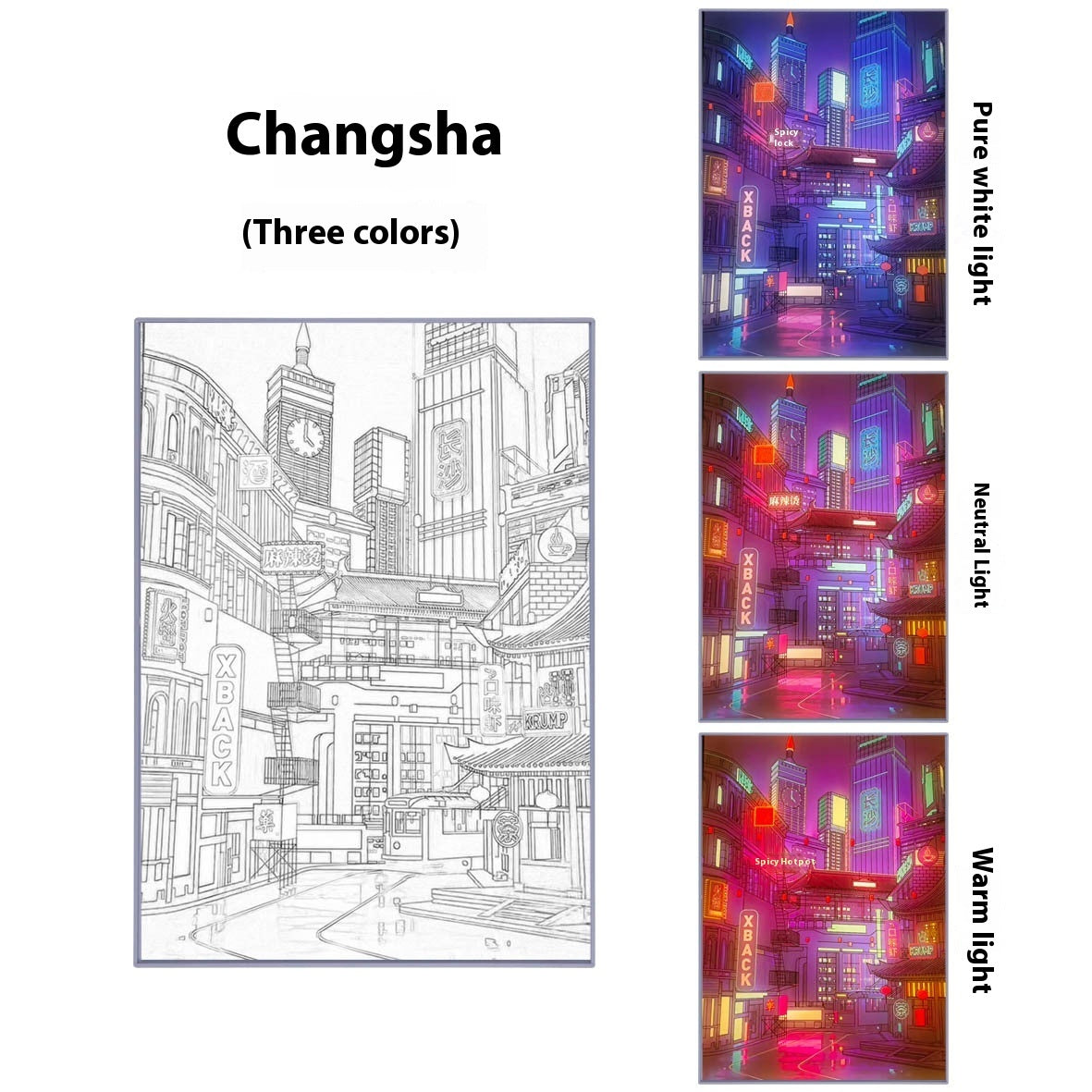 Changsha Night View Light Painting Desktop Two-dimensional Sketch Atmosphere Three-color Led Luminous Paint